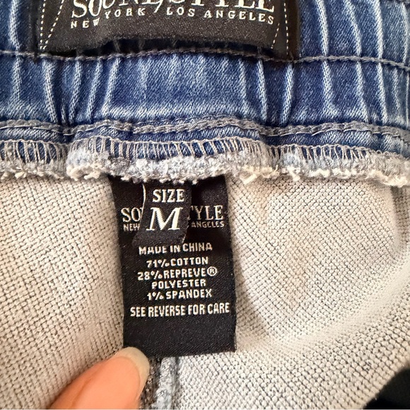 Sound Style Stretchy Denim Blue Drawstring Joggers w/Pockets Sz Medium - Picture 9 of 13